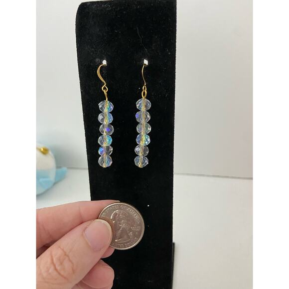 Clear sparkly glass bead earrings - Picture 2 of 4